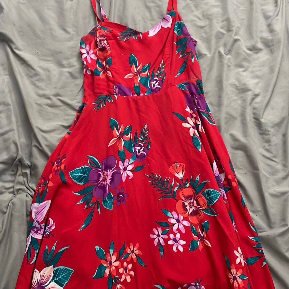 Red floral dress for summer